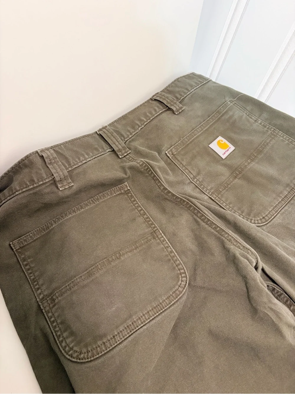 Carhartt Olive Green Cargo Pants with Back Patch Pockets